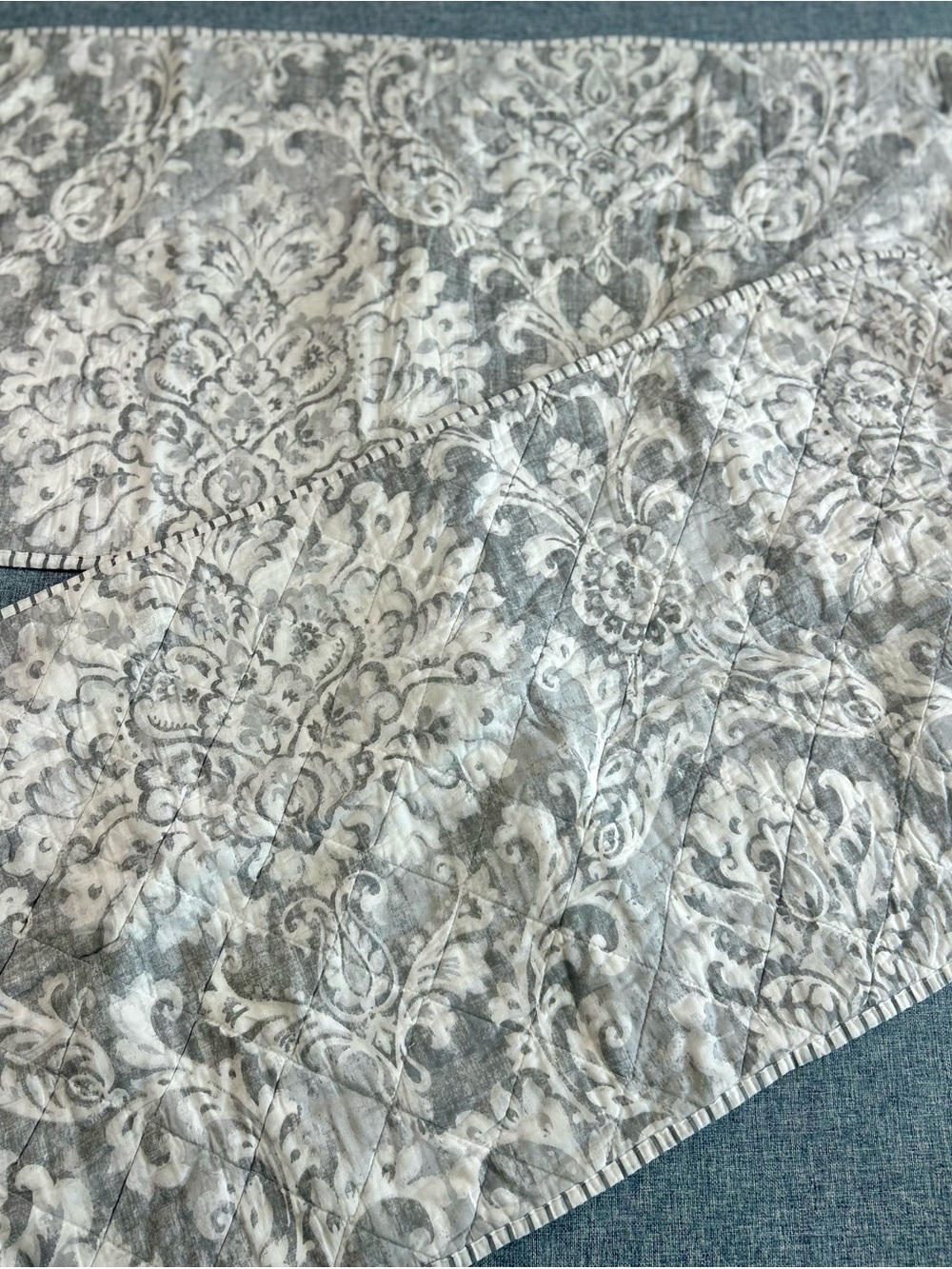 Nicole Miller Artelier Floral Gray and White Quilted Shams King